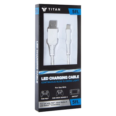 5ft LED USB-C charging cable for gaming controllers