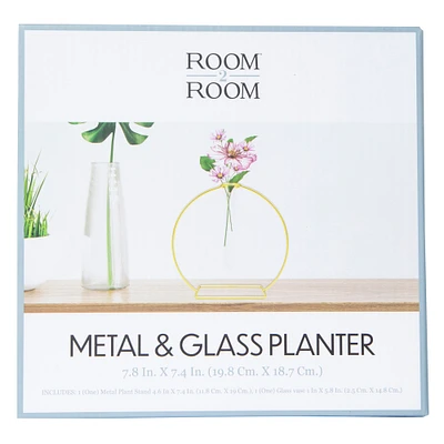 metal & glass planter 7.8in