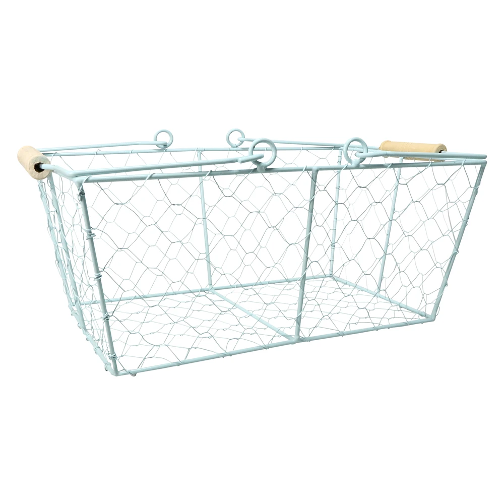 rectangular wire basket w/ handles 12in x 8in - white