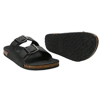 men's black double buckle sandals