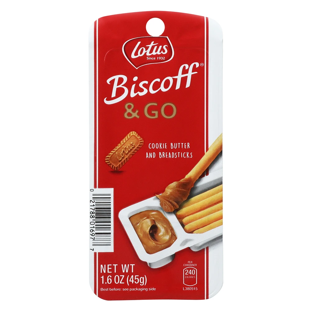 lotus biscoff® & go cookie butter and breadsticks snack pack 1.6oz