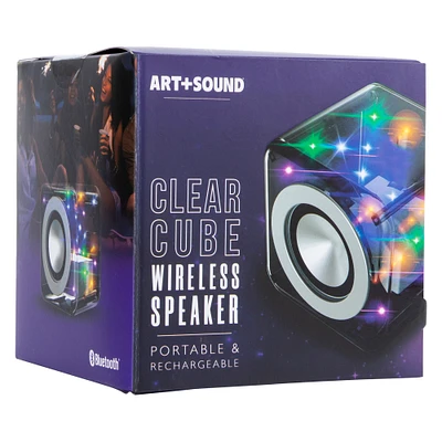 clear cube bluetooth® speaker with LED lights