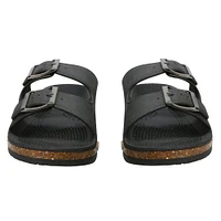 men's black double buckle sandals