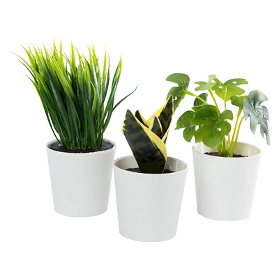 3-pack faux mini potted flowering plants