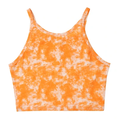 juniors bright orange mineral wash tank top - large