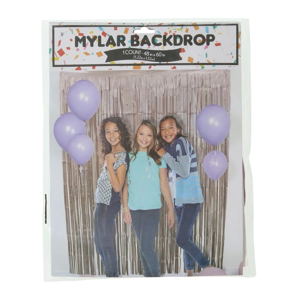 mylar fringe backdrop 4ft x 5ft - pink