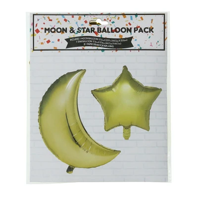 moon & star mylar balloon kit 2-pack