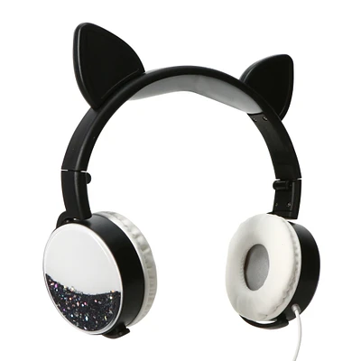 glitter cat shaky headphones with mic