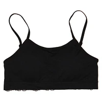 juniors lace trim bralette - black