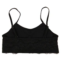 juniors lace trim bralette - black