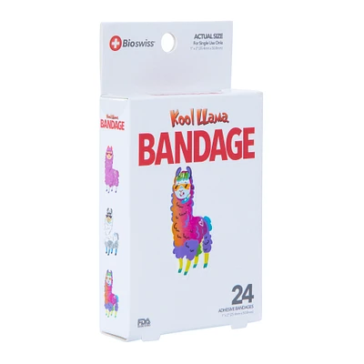 bioswiss® kool llama adhesive bandages 24-count