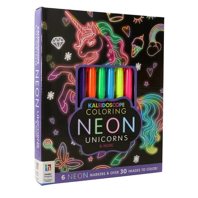 neon unicorns kaleidoscope coloring set