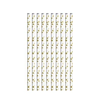 Gold Foil Geometric Print Paper Straws 10-Count
