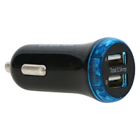 LED light-up car charger w/ 2 usb