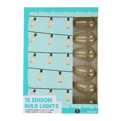 15-edison bulb string lights for indoor & outdoor 7.4ft