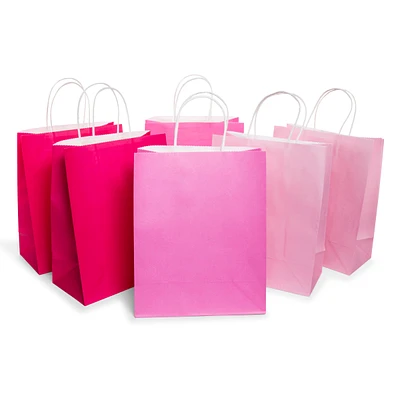 6-count pink gift bags 10.5 x 13in