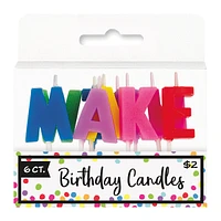 rainbow 'make a wish' letter birthday candles 9-count