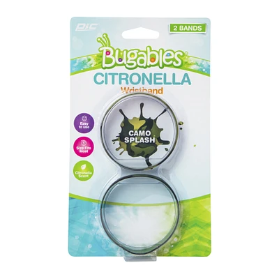 bugables® citronella bug repellent wristband 2-pack, camo