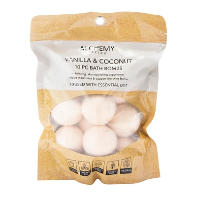 vanilla & coconut essential oil-infused bath bombs 10ct