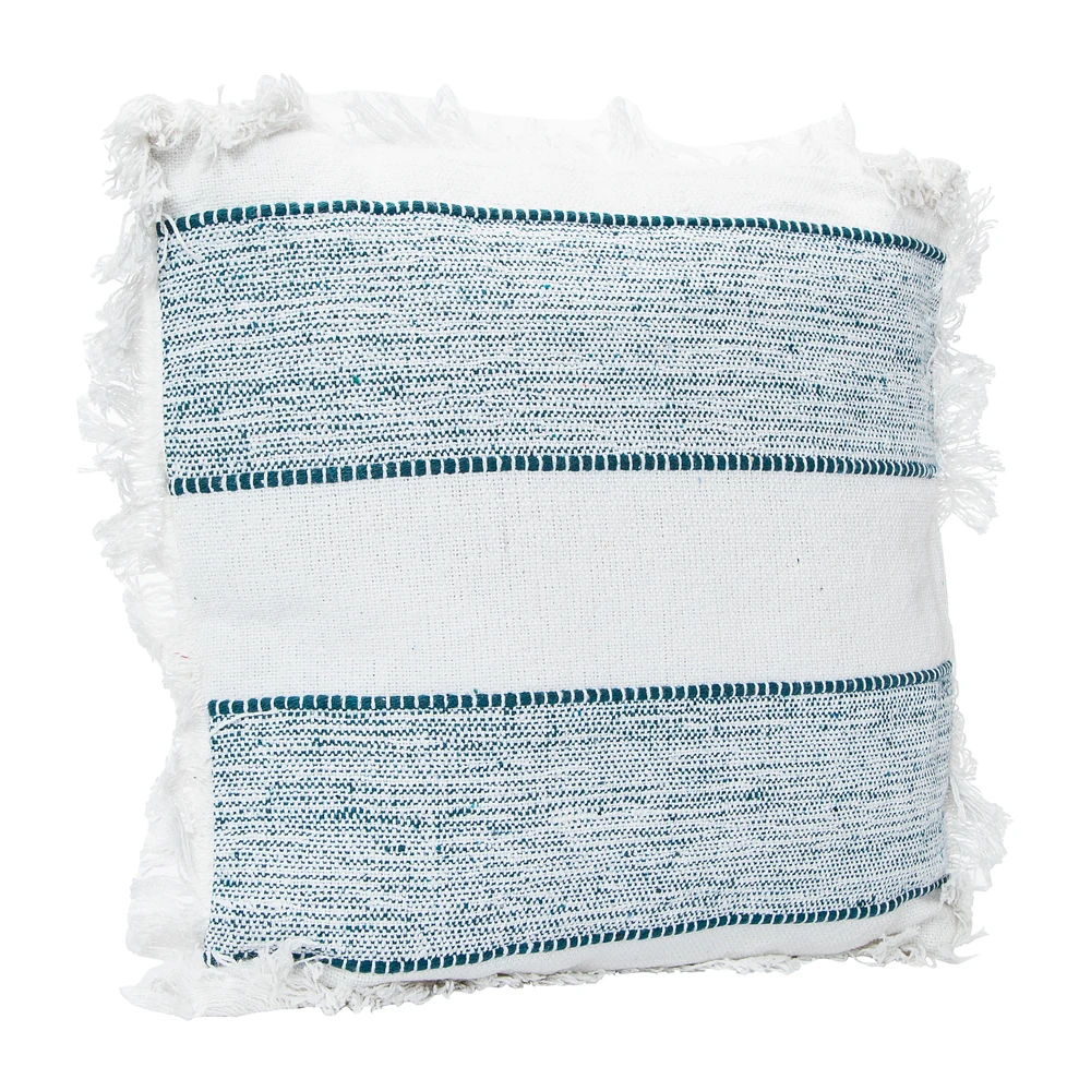 striped throw pillow with fringe 16in x