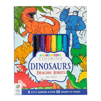 kaleidoscope dinosaurs, dragons, robots & more coloring kit