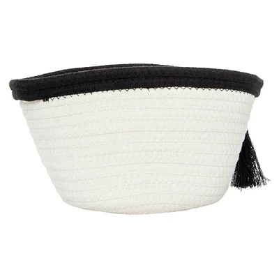 round cotton rope basket with tassel 10in