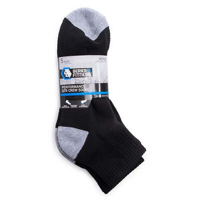 guys quarter length socks 5 pack - black