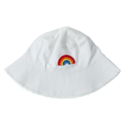 frayed bucket hat with embroidered rainbow