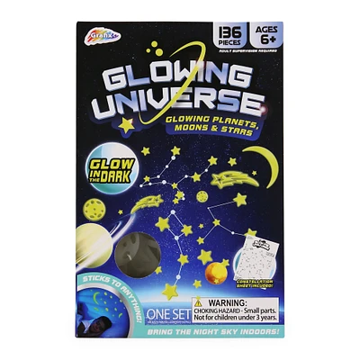 glowing universe: stick-on glow in the dark stars 136-piece set