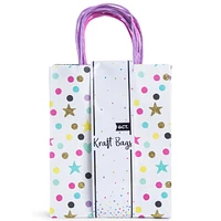 6-count rainbow glitter stars & stripes gift bags 8in x 14in