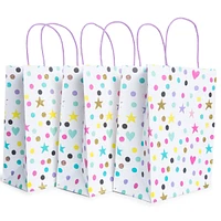 6-count rainbow glitter stars & stripes gift bags 8in x 14in