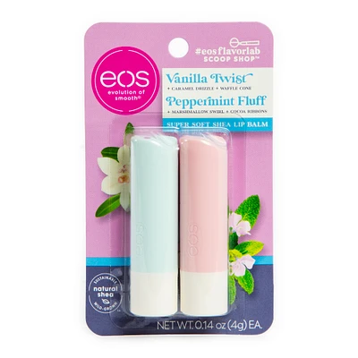 eos® vanilla twist & peppermint fluff lip balm 2-pack