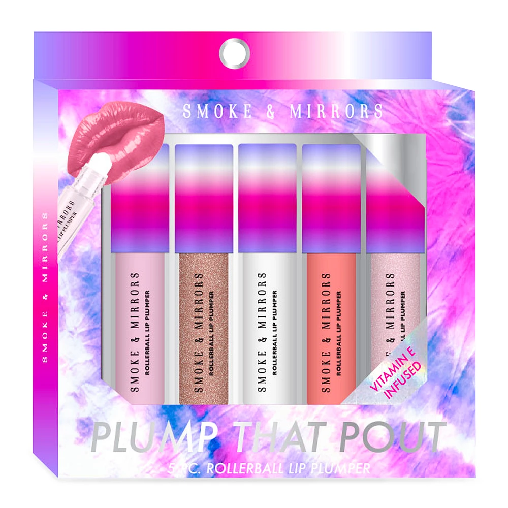 smoke & mirrors rollerball lip plumper lip gloss 5-piece set