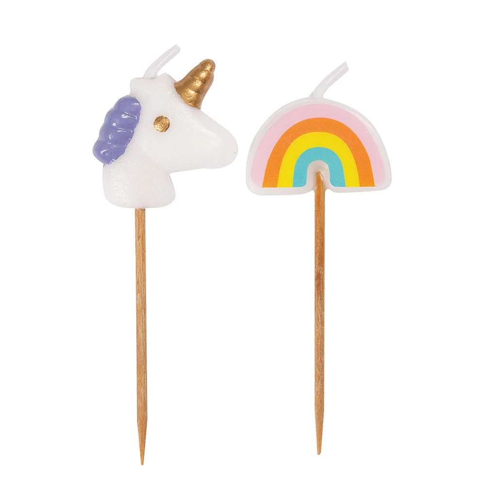 6-count unicorn & rainbow birthday candles