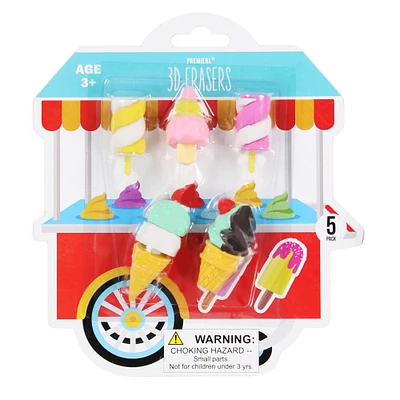 premiere® ice cream treat 3D erasers 5-pack