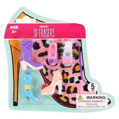 premiere® cute shoes 3D erasers 5-pack