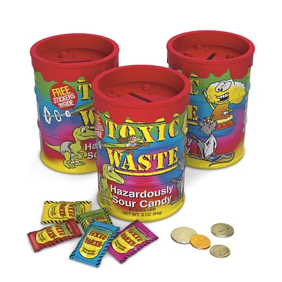 toxic waste® sour candy w/ big drum bank 3oz