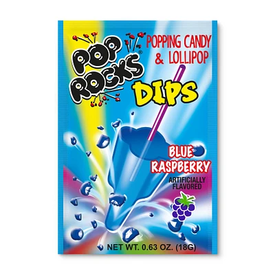 pop rocks® dips popping candy & lollipop - blue raspberry 0.63oz