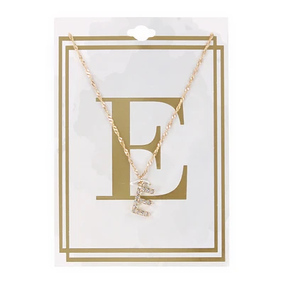 letter E diamond initial charm necklace