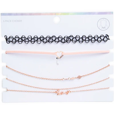 rose gold choker necklace 5-piece jewelry set