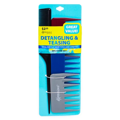 expressions® detangling & teasing 4-piece comb set