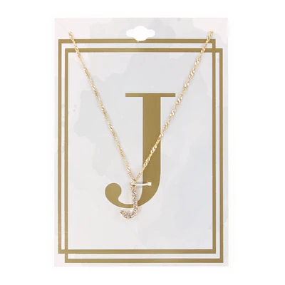 letter J diamond initial charm necklace