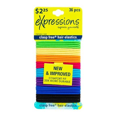 expressions® clasp free® bright hair elastics 36-pack