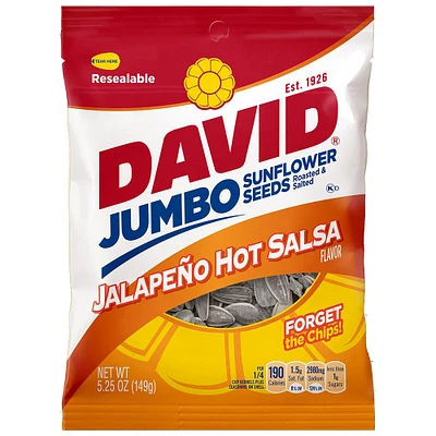 david® jalapeno hot salsa roasted & salted jumbo sunflower seeds 5.25oz