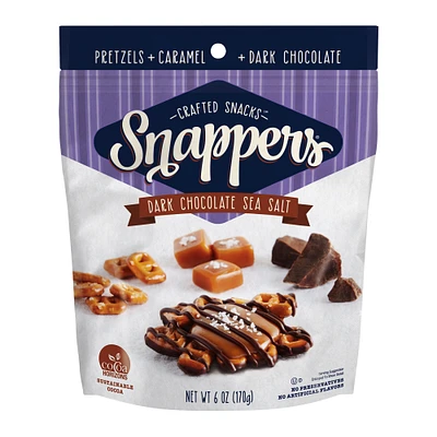 snappers® crafted snacks pretzels + caramel + dark chocolate sea salt 6oz