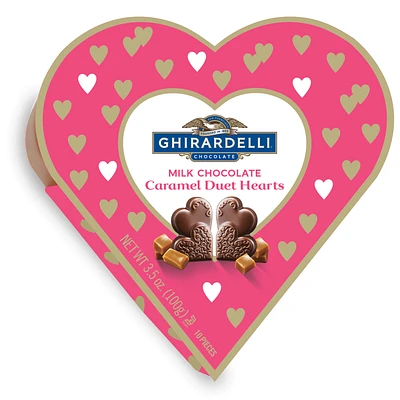 ghiradelli® milk chocolate caramel duet hearts candy box 3.5oz