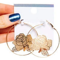 gold roses hoop earrings