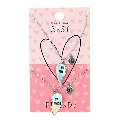 tear & share best friends heart friendship necklaces set