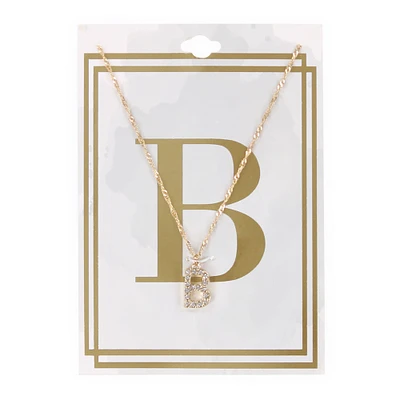 letter B diamond initial charm necklace