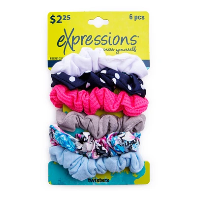 expressions® damage free hold printed hair tie twisters 6-pack